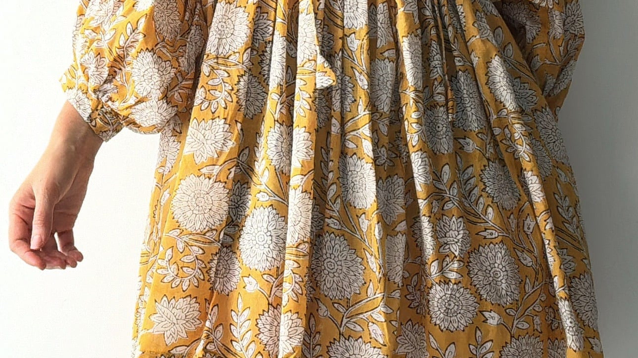 Sistergolden Apparel & Accessories Peony Short Block Pattern Dress