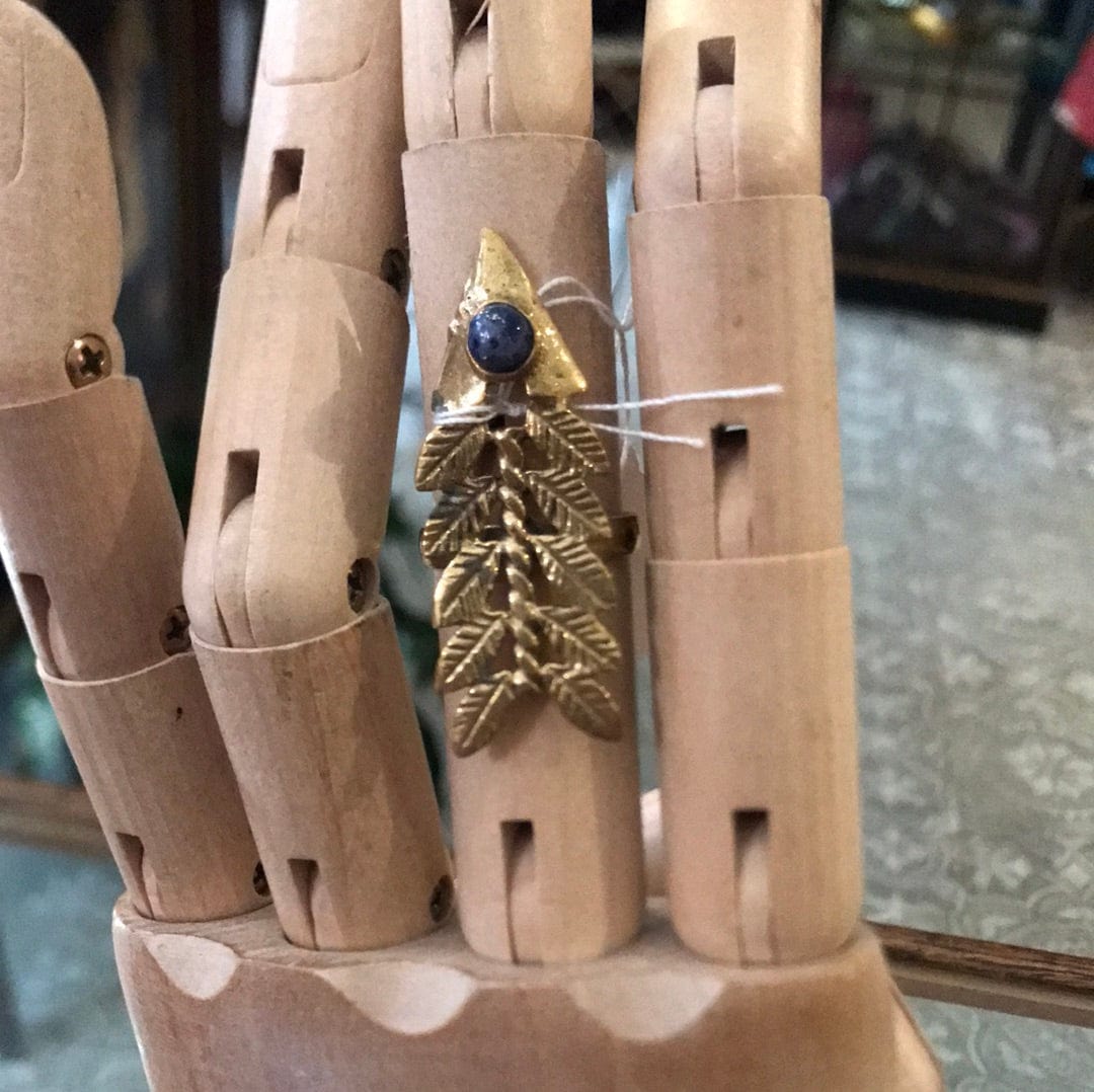 Sistergolden Arrow Blue Stone Brass Ring