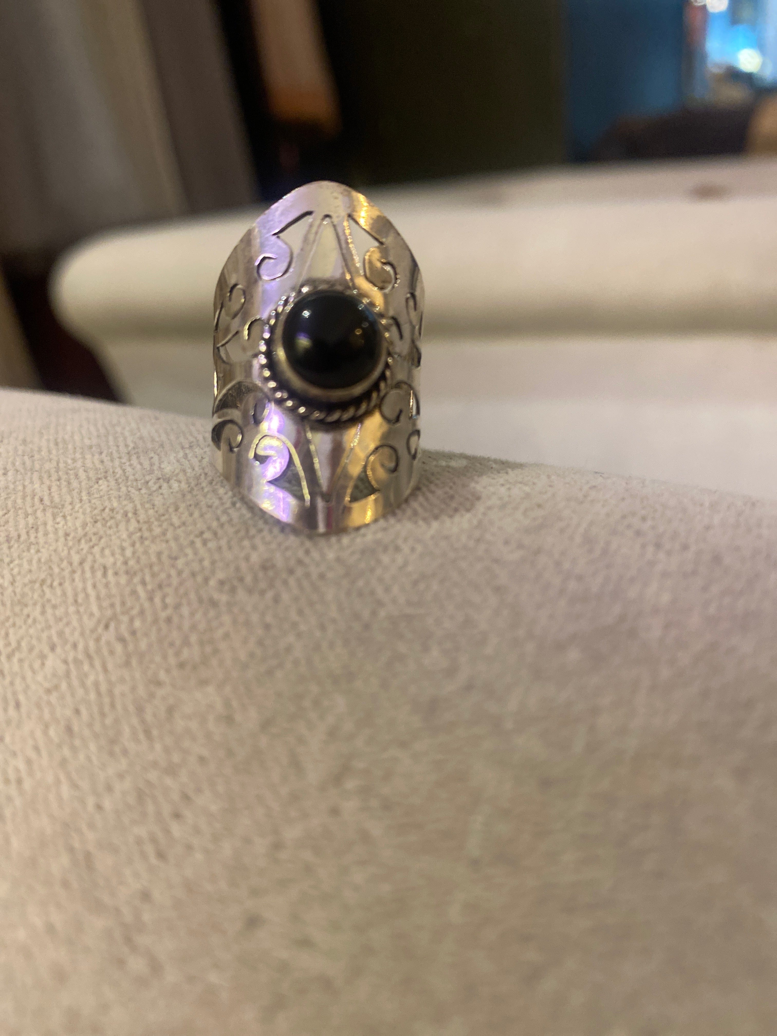 Sistergolden Athens Black Stone Silver Ring