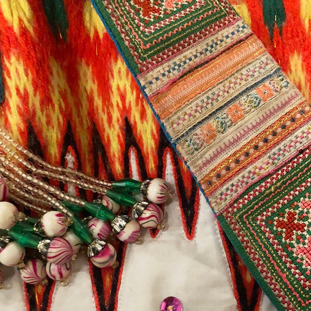 SisterGolden Bag Yarn Bomb Handmade Hmong Satchel