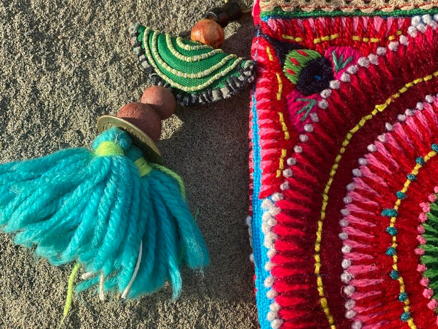 SisterGolden Bags Hmong Rainbow Clutch