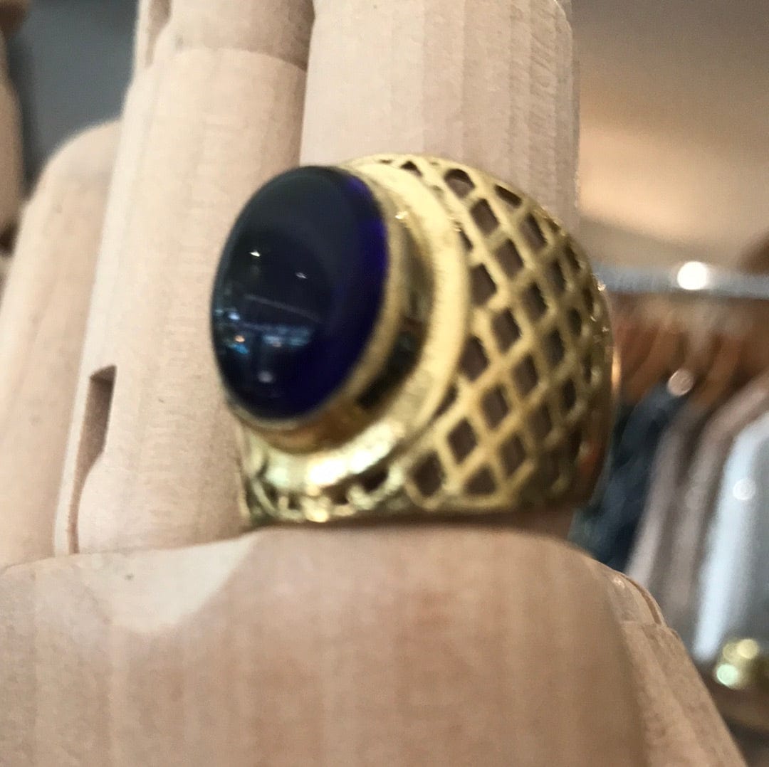 Sistergolden Belt Deep  Purple Stone Brass Ring