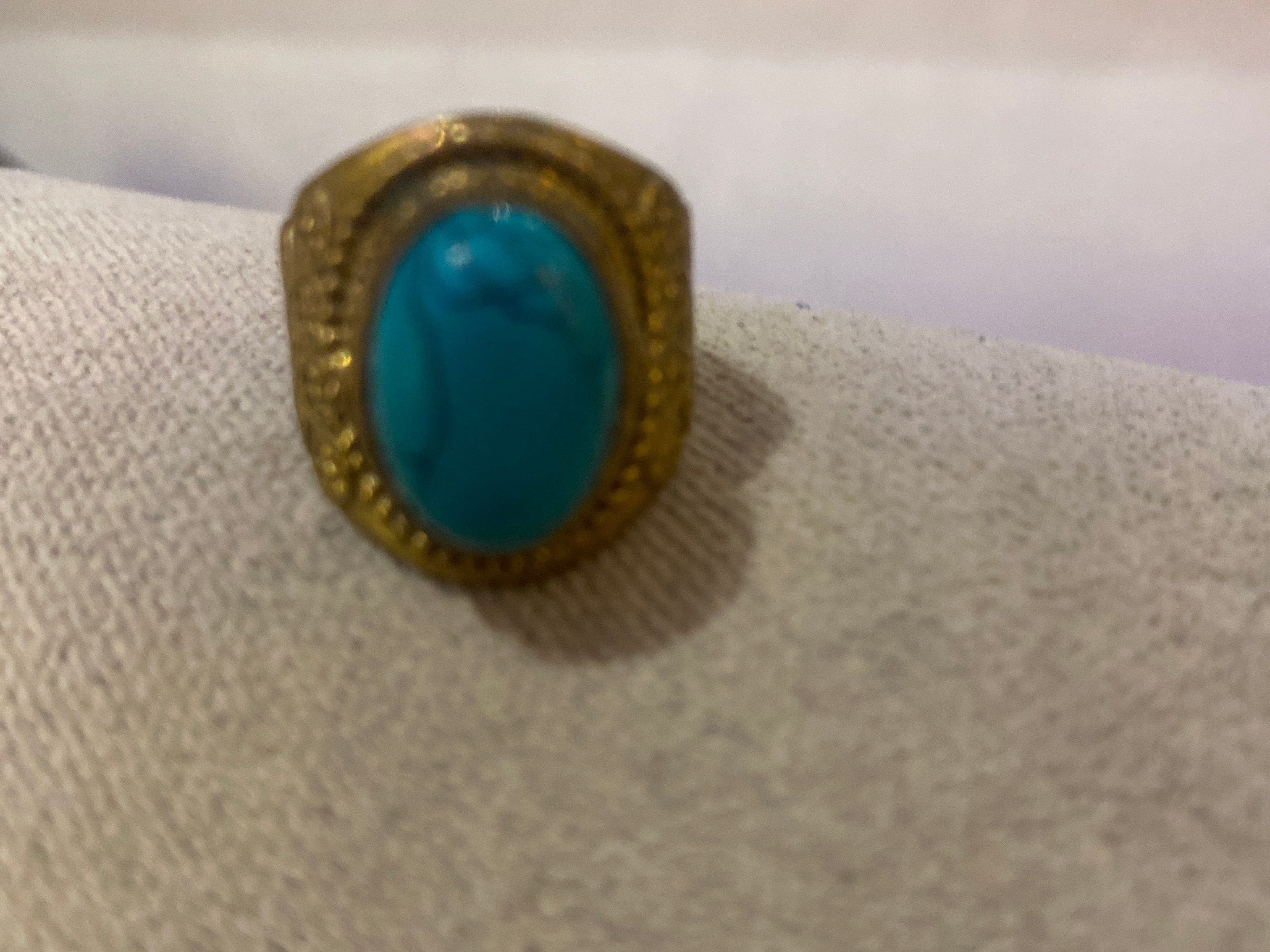 Sistergolden Belt Turquoise Stone Brass Ring