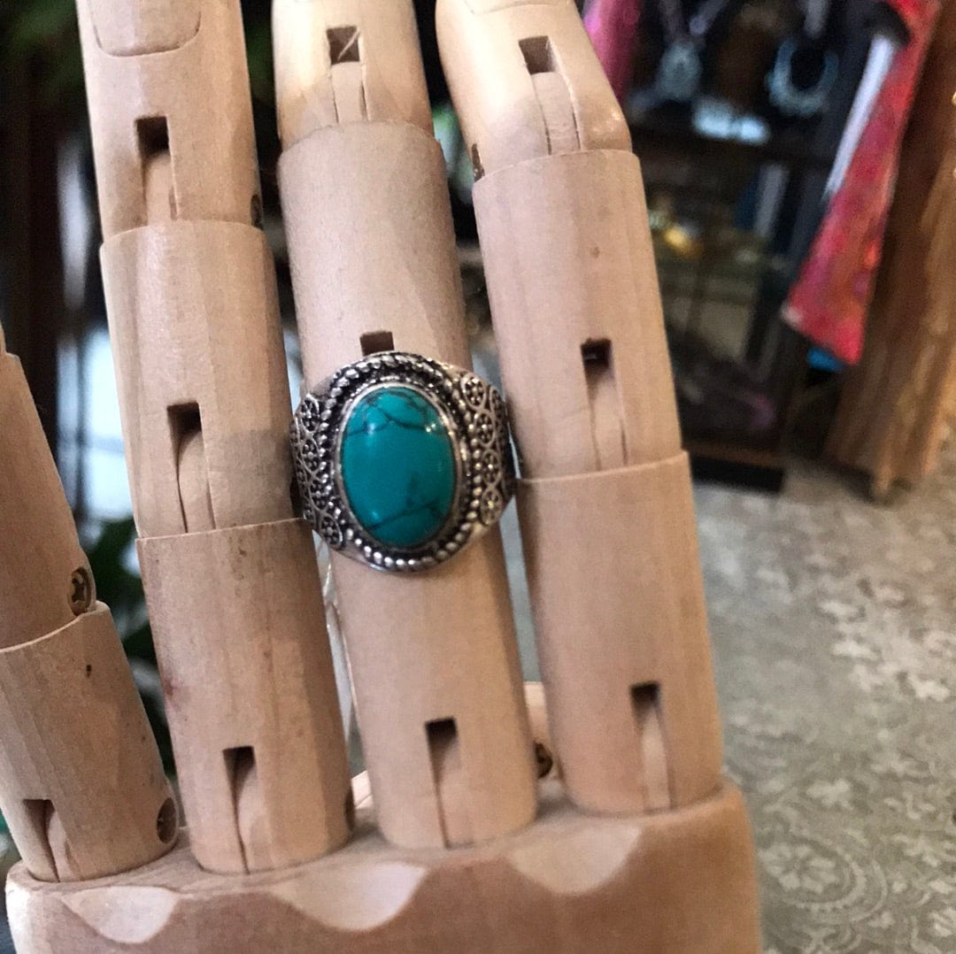 Belt Turquoise Stone Brass Ring, Sistergolden, Sistergolden