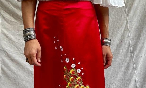 Sistergolden Cherry Blossom Vintage Skirt