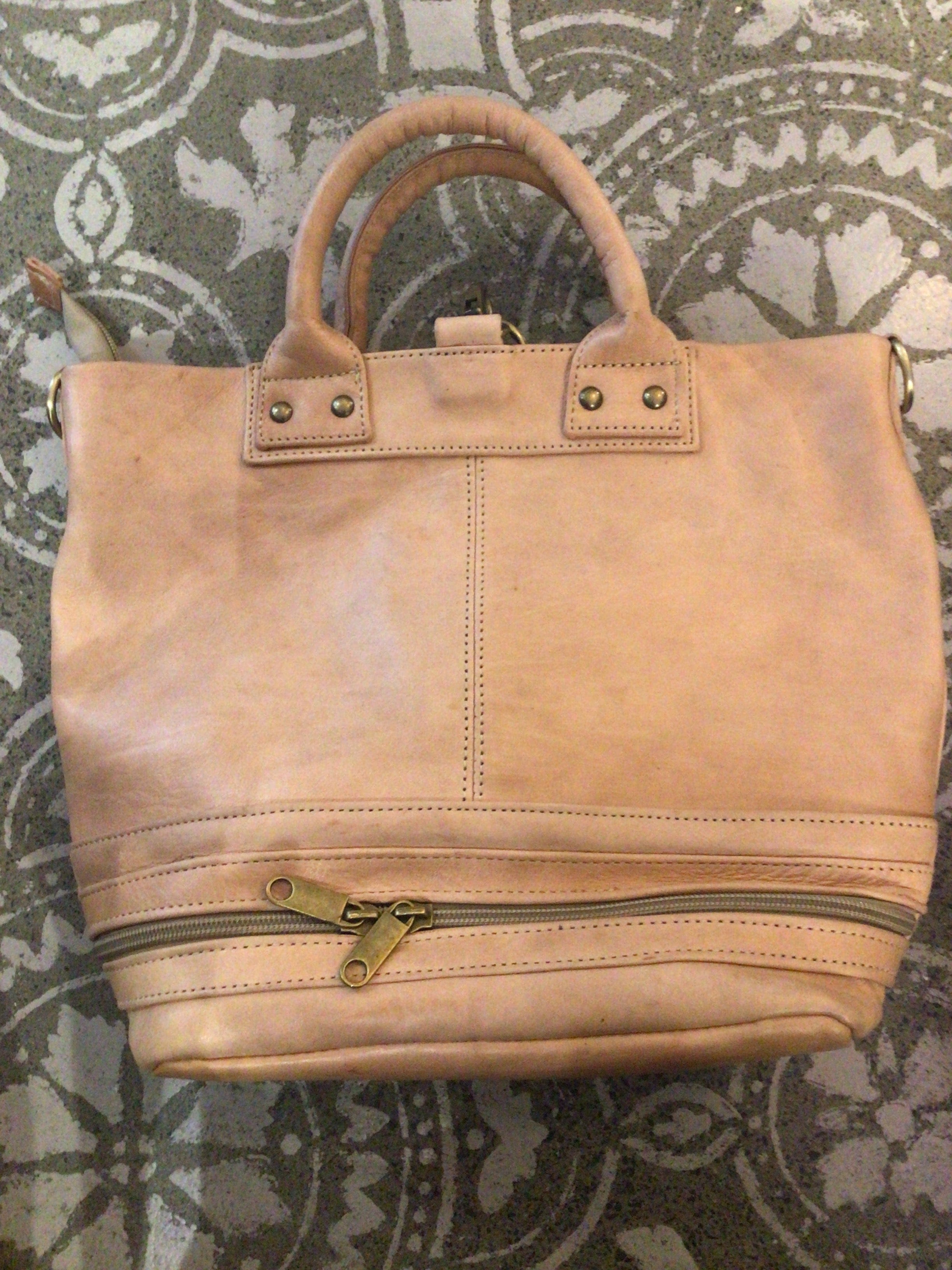 Sistergolden Cream  Leather Backpack Handbag