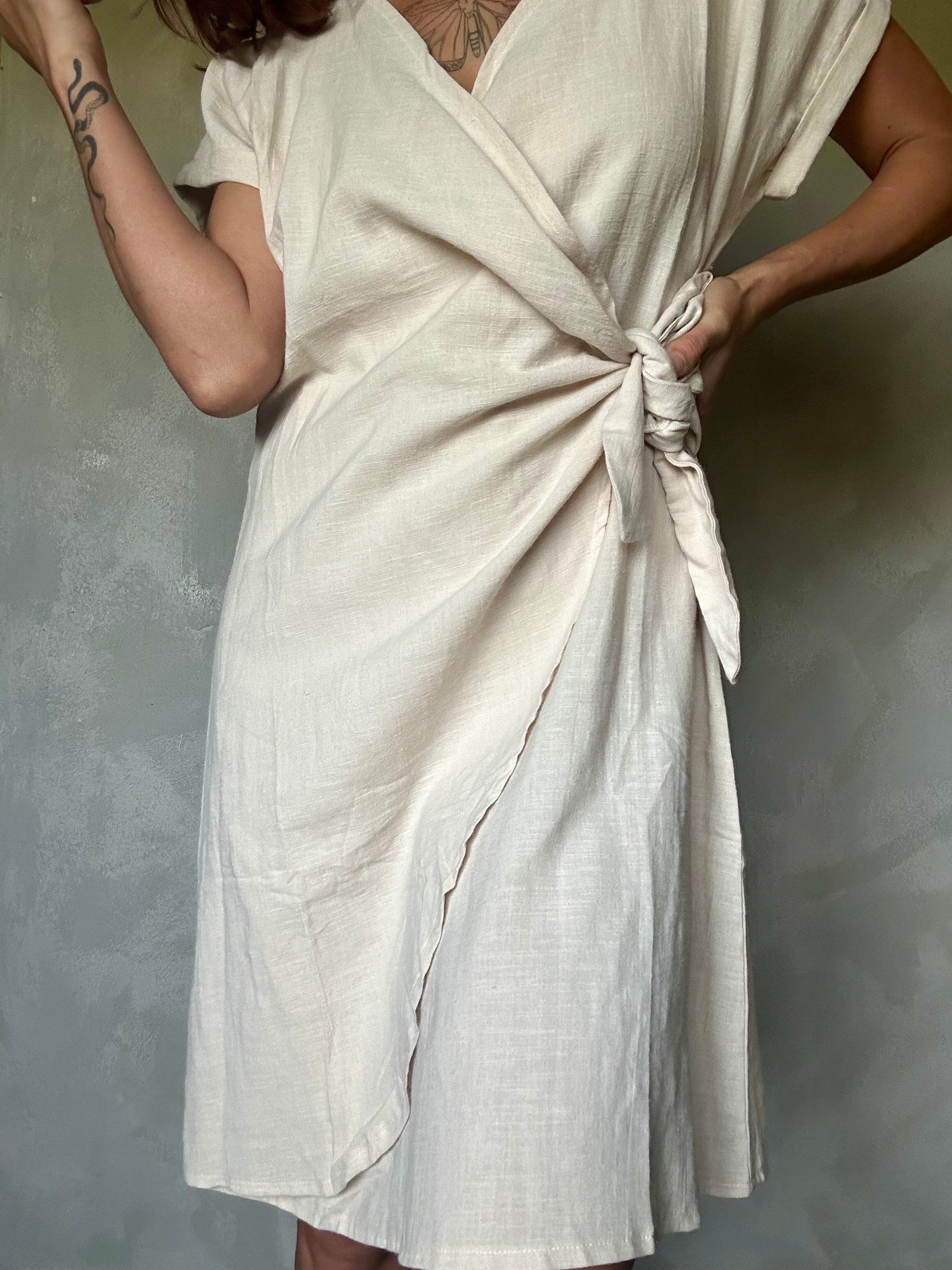 Sistergolden Cream TC Wrap Dress