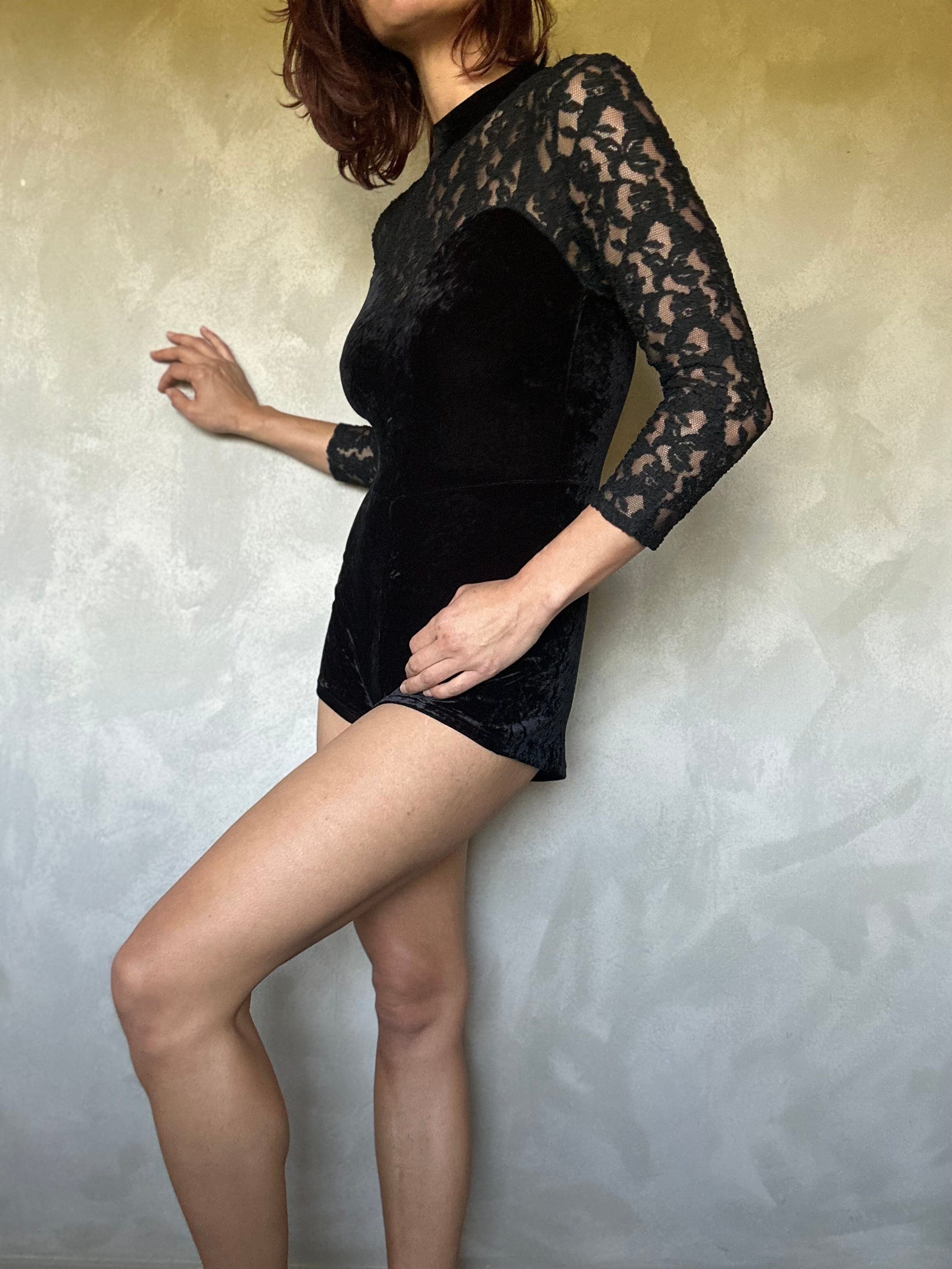 Sistergolden Dark Swan vintage lace playsuit