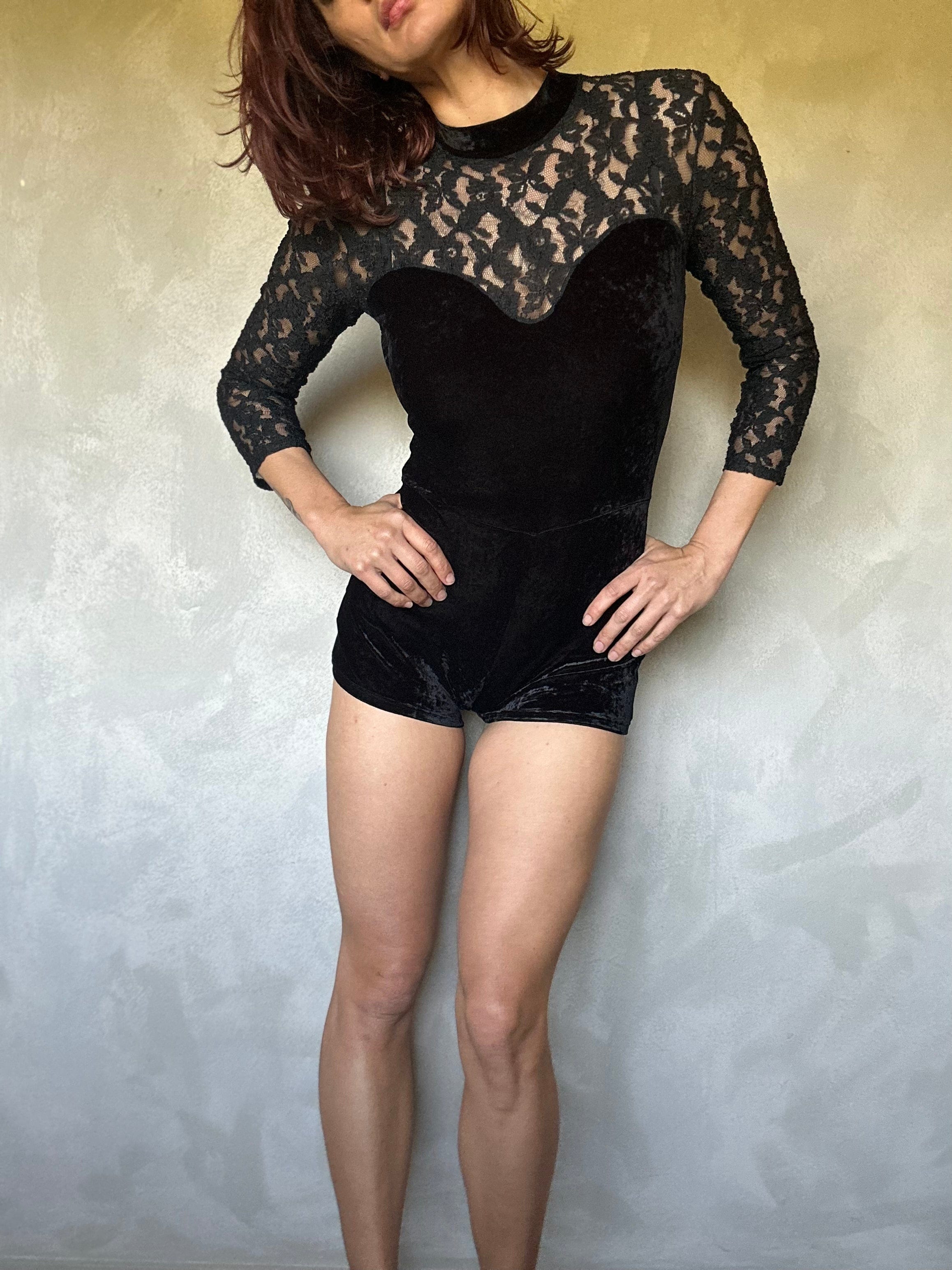 Sistergolden Dark Swan vintage lace playsuit