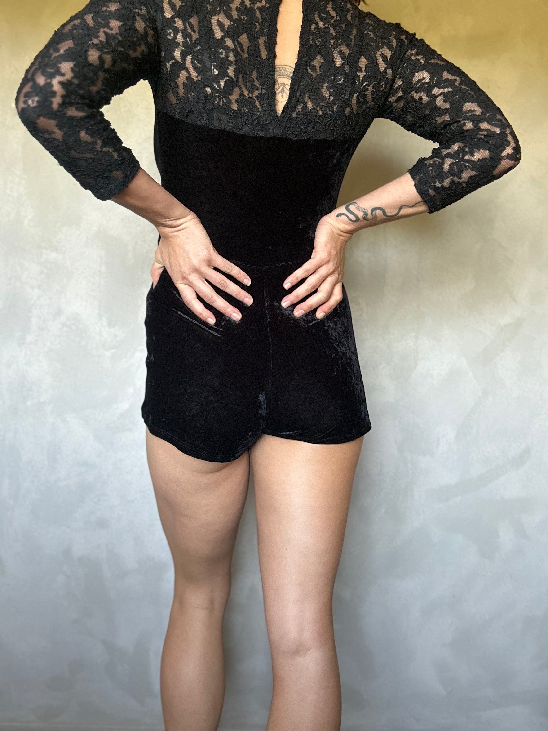 Sistergolden Dark Swan vintage lace playsuit