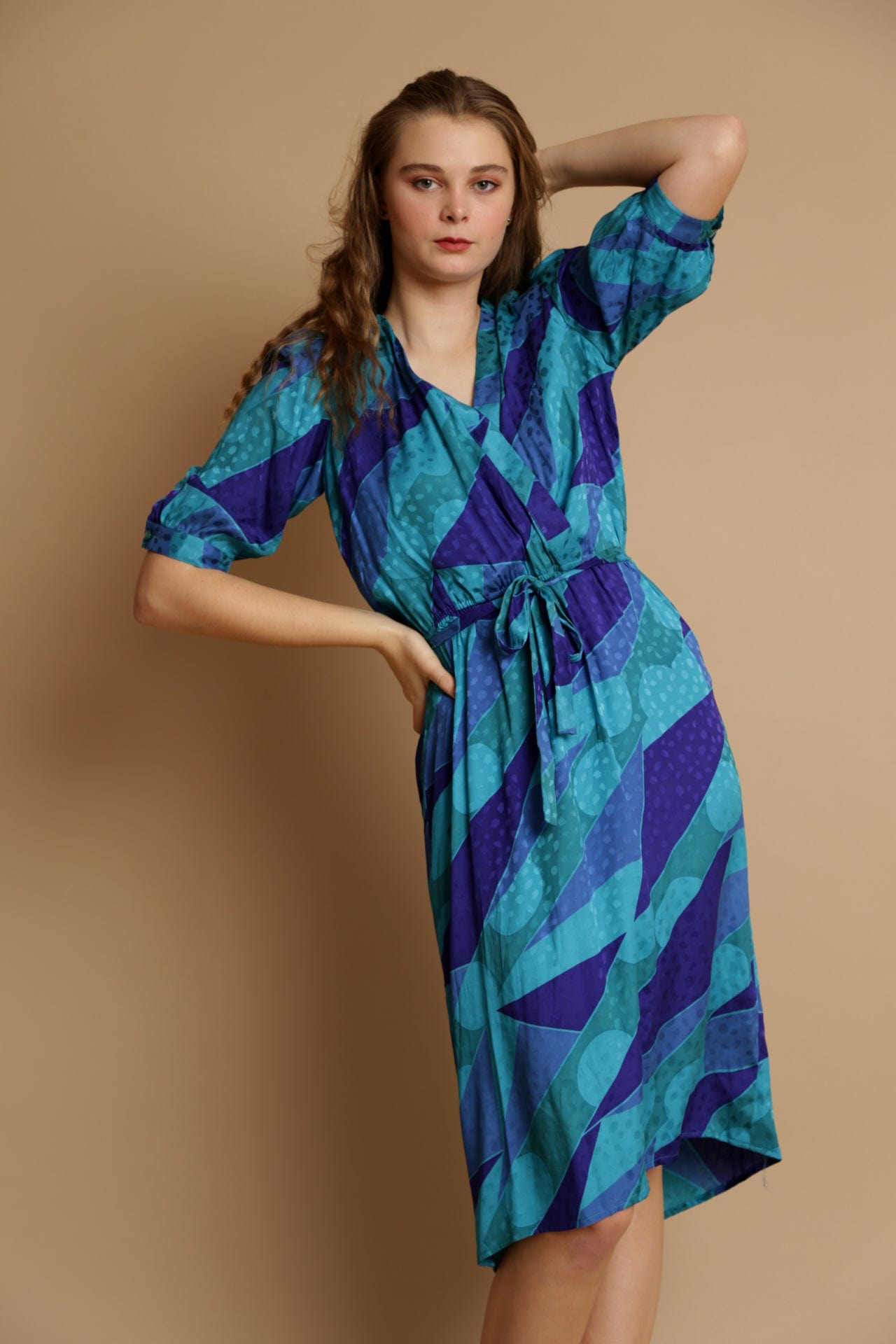 SisterGolden Dress Abstract Vintage Silk Dress