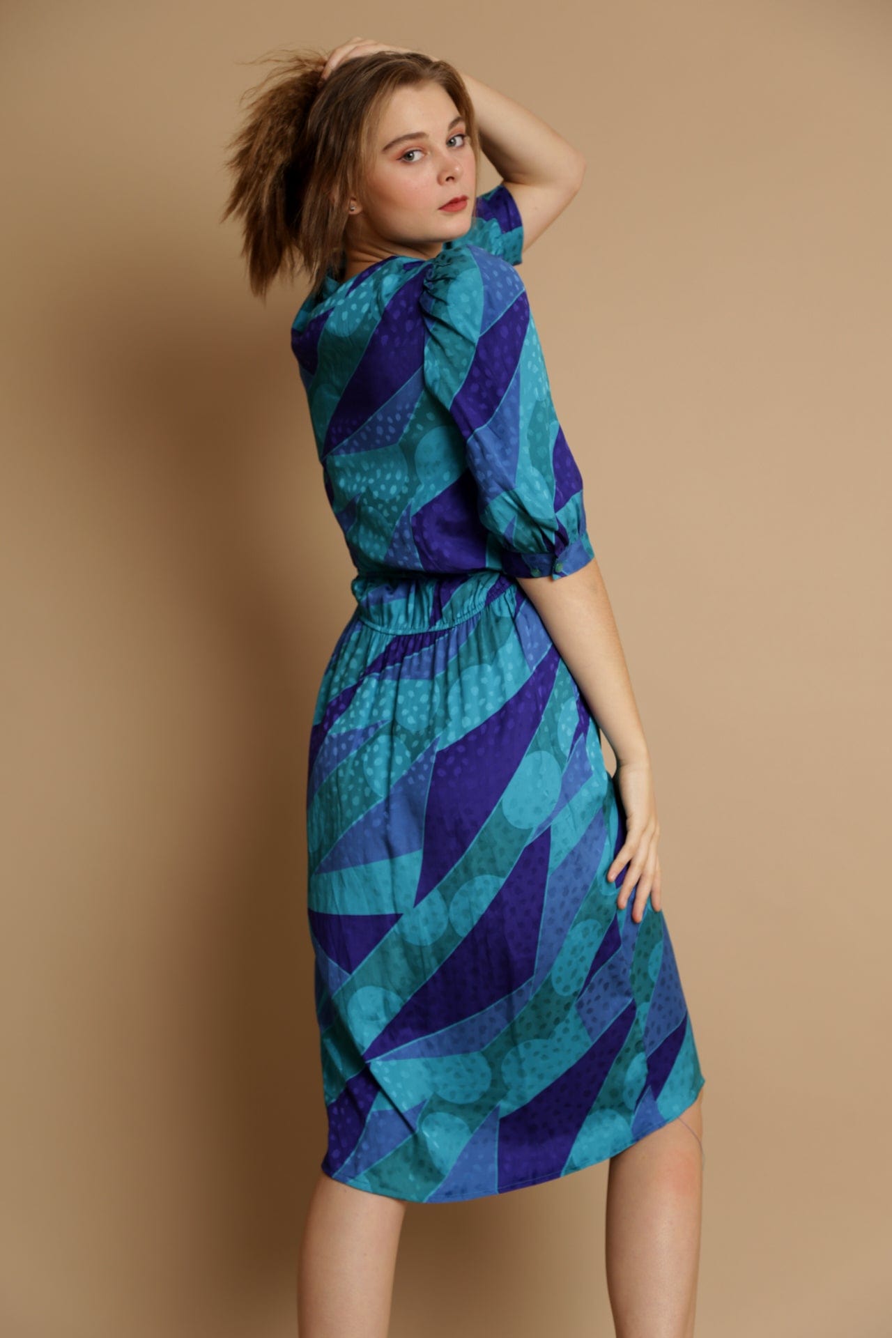 SisterGolden Dress Abstract Vintage Silk Dress