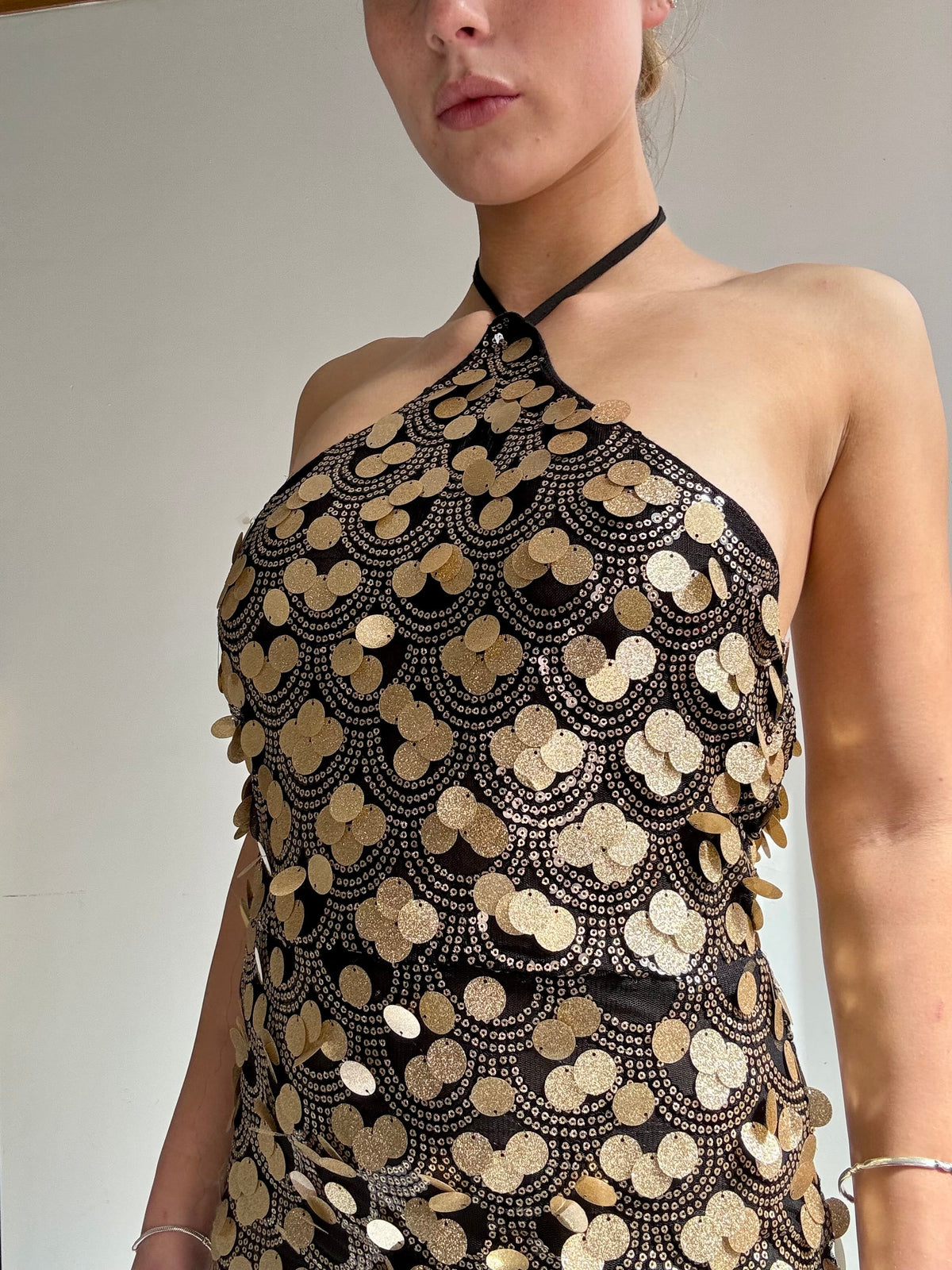 Sistergolden Dress Gold Dots Vintage Y2K Gown