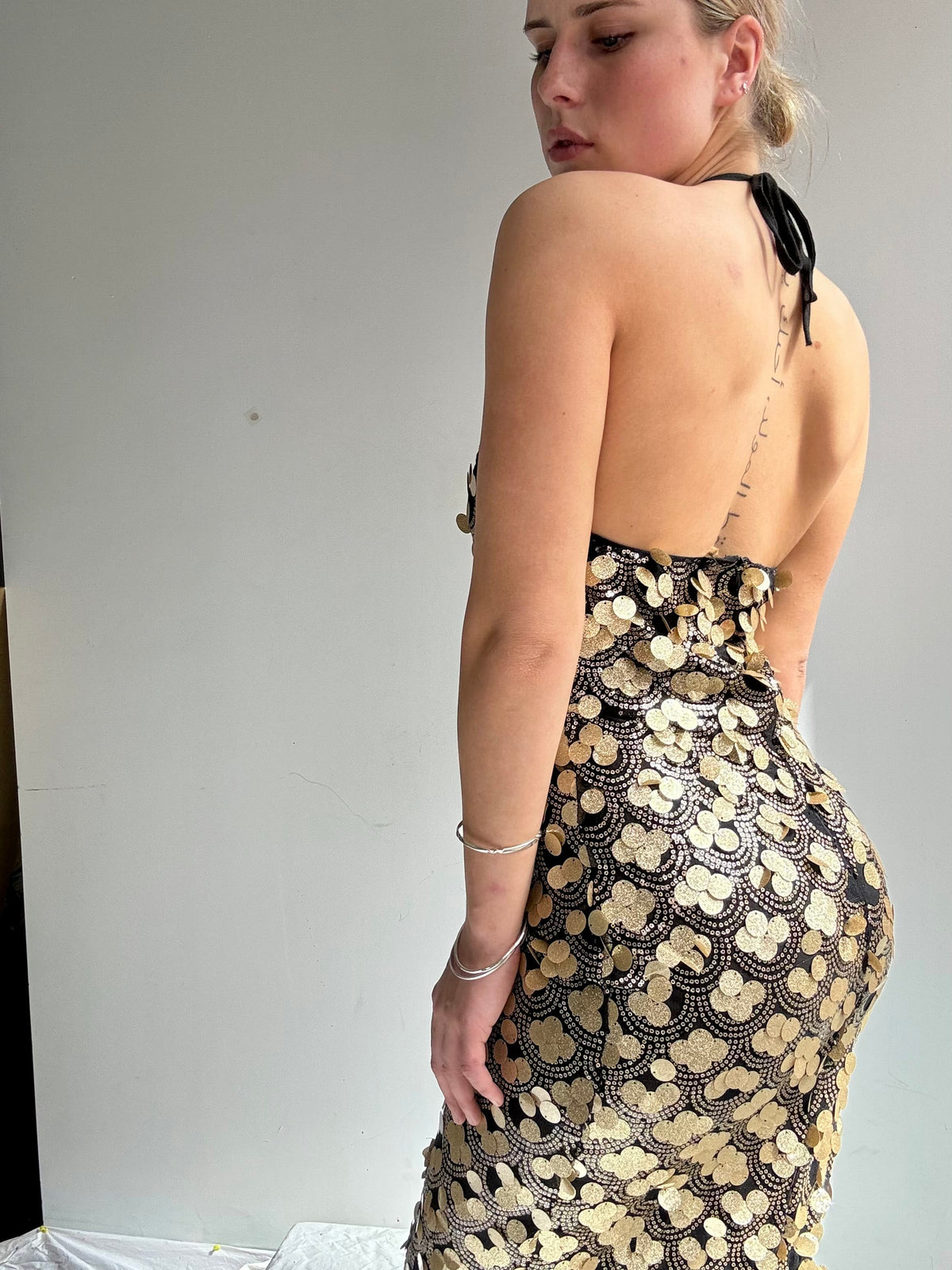 Sistergolden Dress Gold Dots Vintage Y2K Gown