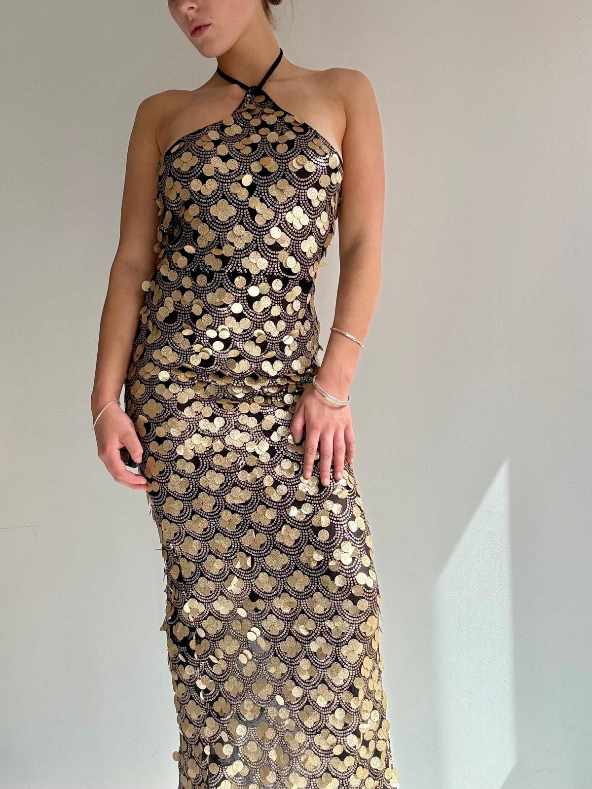Sistergolden Dress Gold Dots Vintage Y2K Gown
