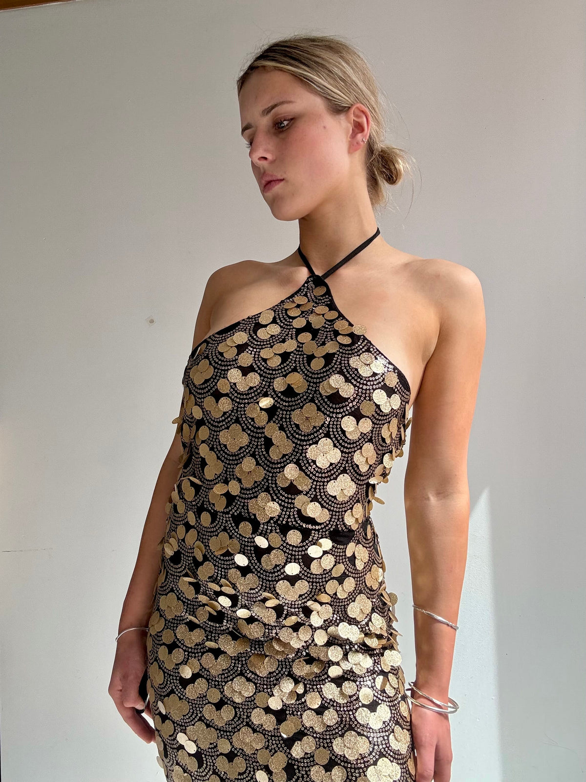 Sistergolden Dress Gold Dots Vintage Y2K Gown