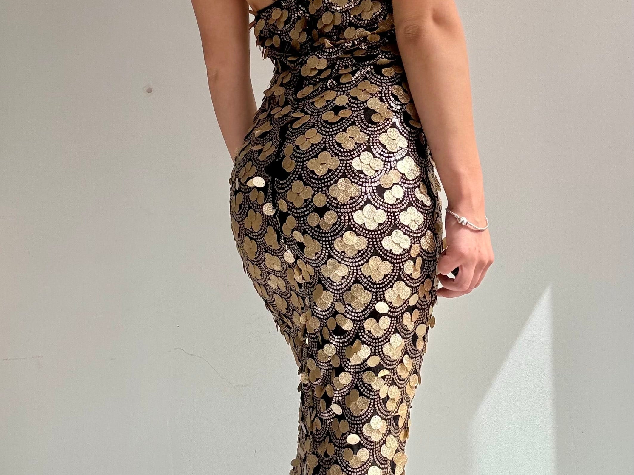 Sistergolden Dress Gold Dots Vintage Y2K Gown