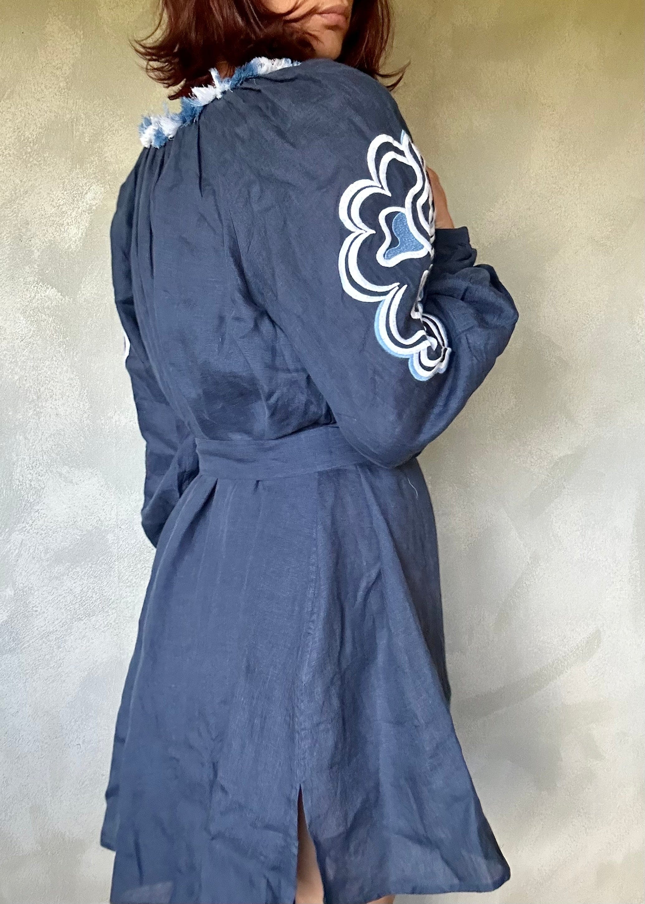 Sistergolden Dress Navy Linen Dress/whit