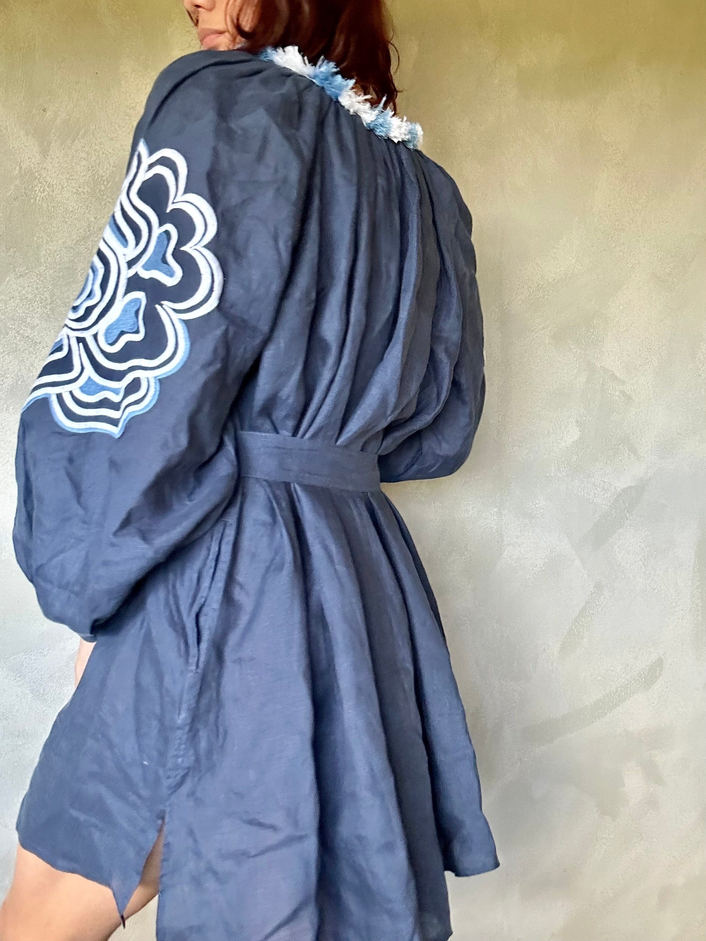Sistergolden Dress Navy Linen Dress/whit