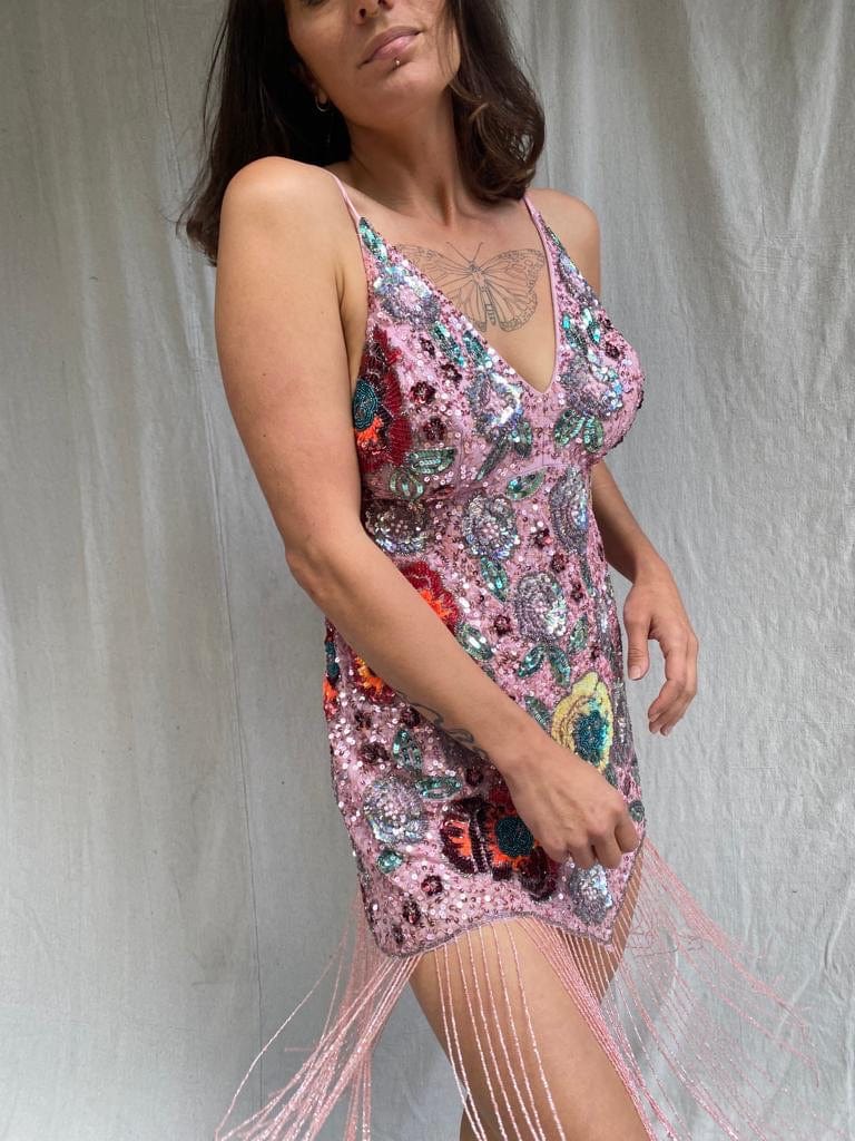 SisterGolden Dress Revelling Sequin Tasseled Dress