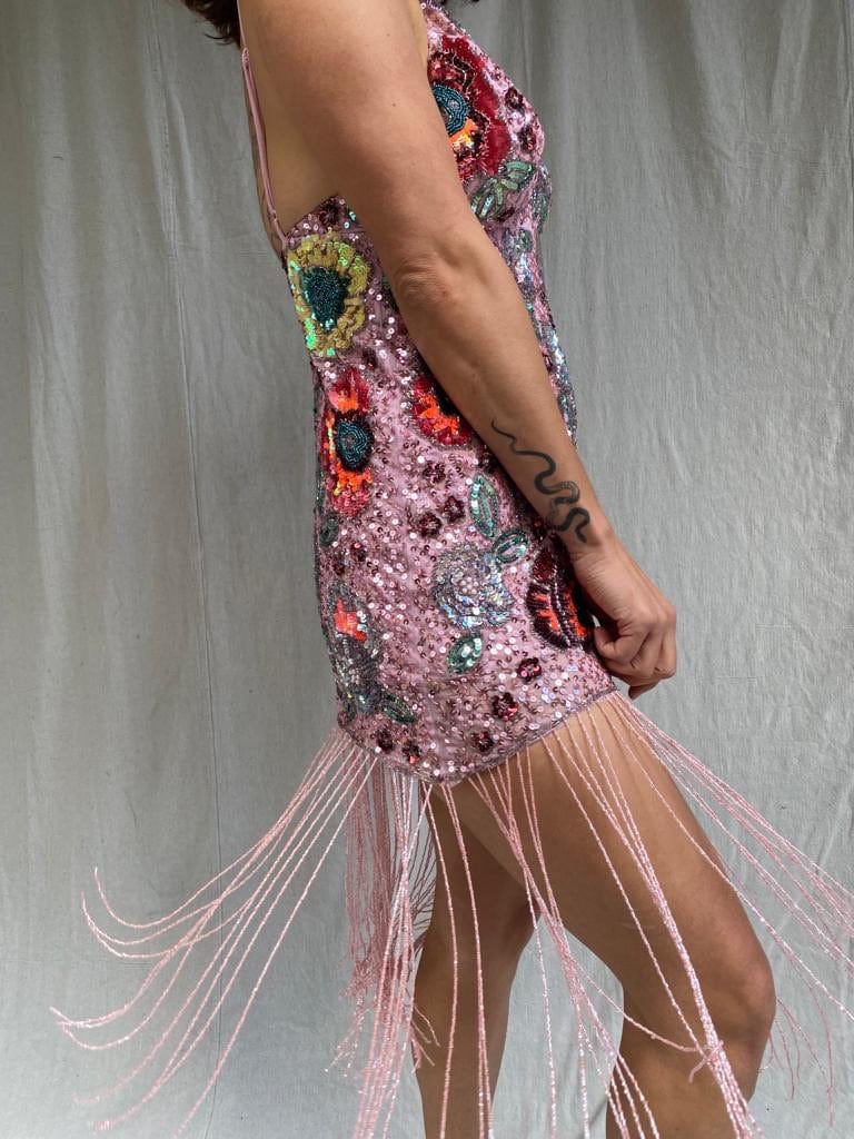 SisterGolden Dress Revelling Sequin Tasseled Dress
