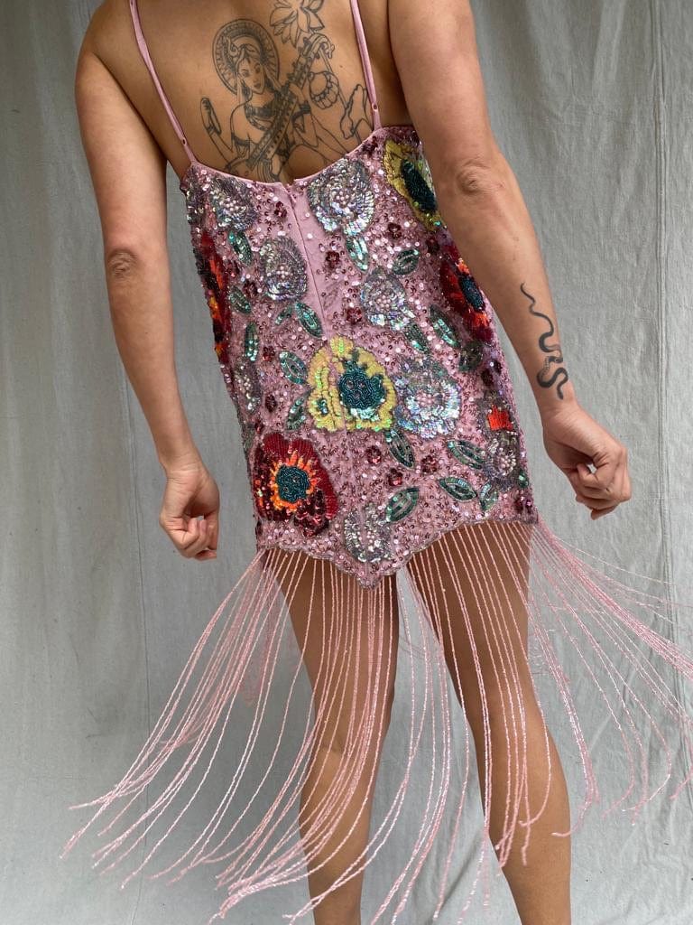 SisterGolden Dress Revelling Sequin Tasseled Dress