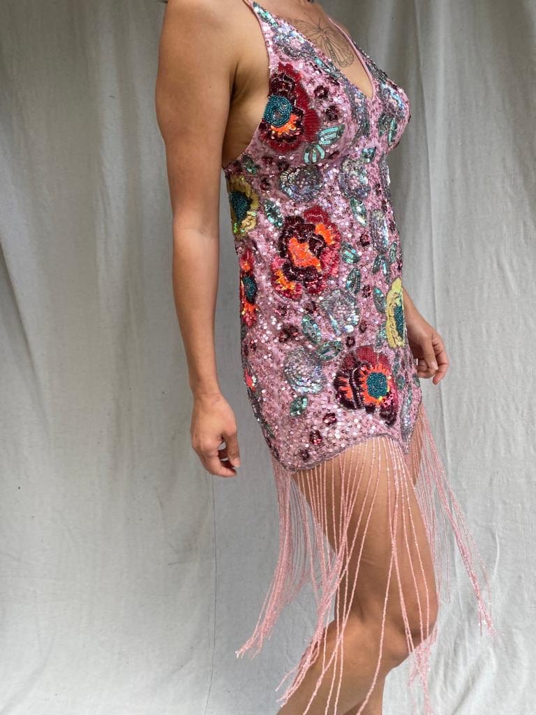 SisterGolden Dress Revelling Sequin Tasseled Dress