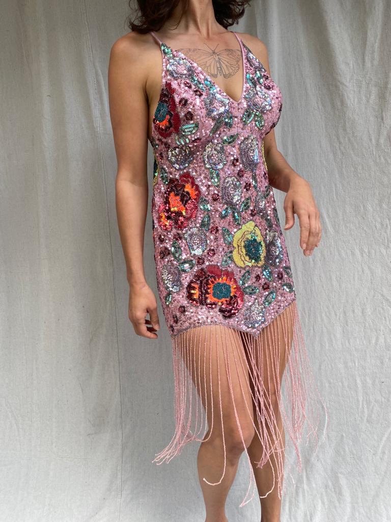 SisterGolden Dress Revelling Sequin Tasseled Dress