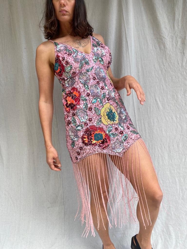 SisterGolden Dress Revelling Sequin Tasseled Dress