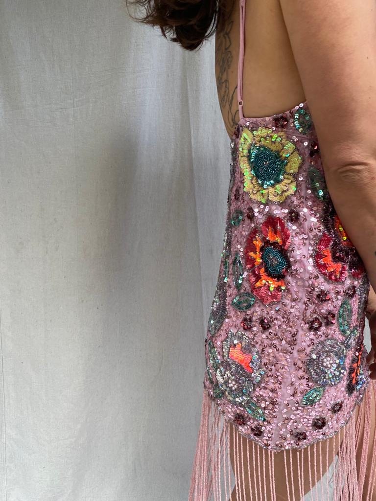 SisterGolden Dress Revelling Sequin Tasseled Dress