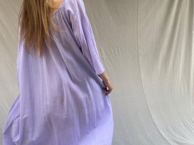Sistergolden Dress Summertime Round Neck Lavender
