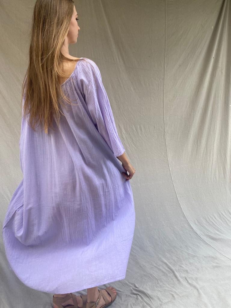 Sistergolden Dress Summertime Round Neck Lavender