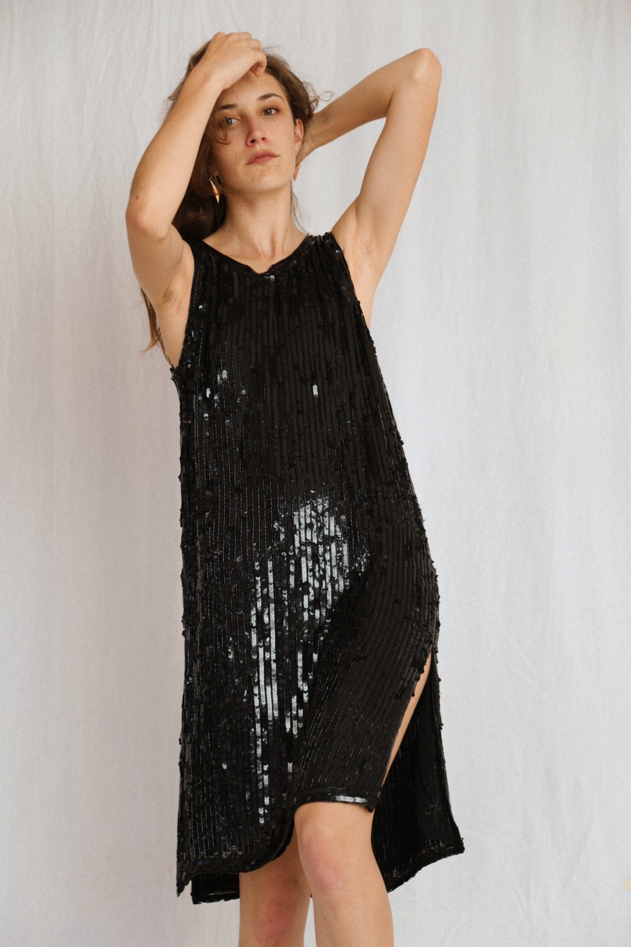 SisterGolden Dress Vintage Jet Waterfall Dress