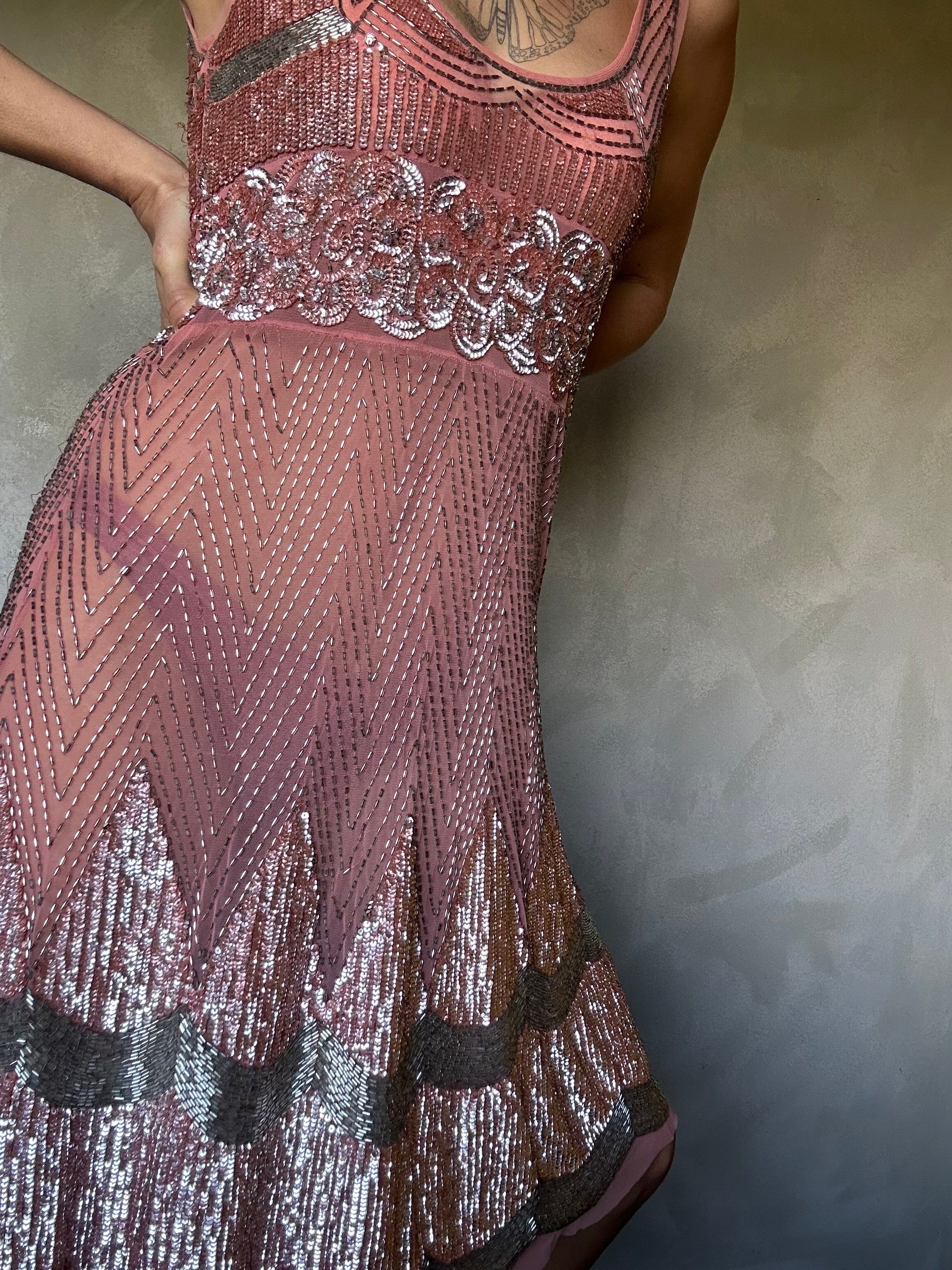 SisterGolden Dresses Genevieve Beaded Flapper Dress