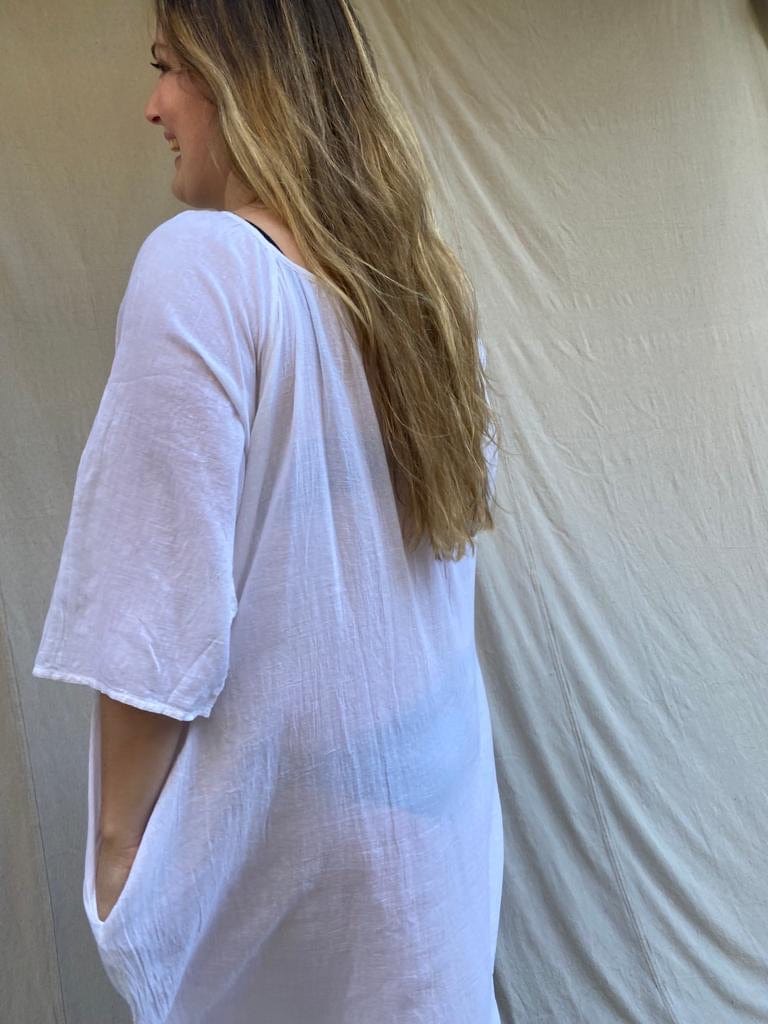 Sistergolden Dresses Summertime Round Neck Dress White