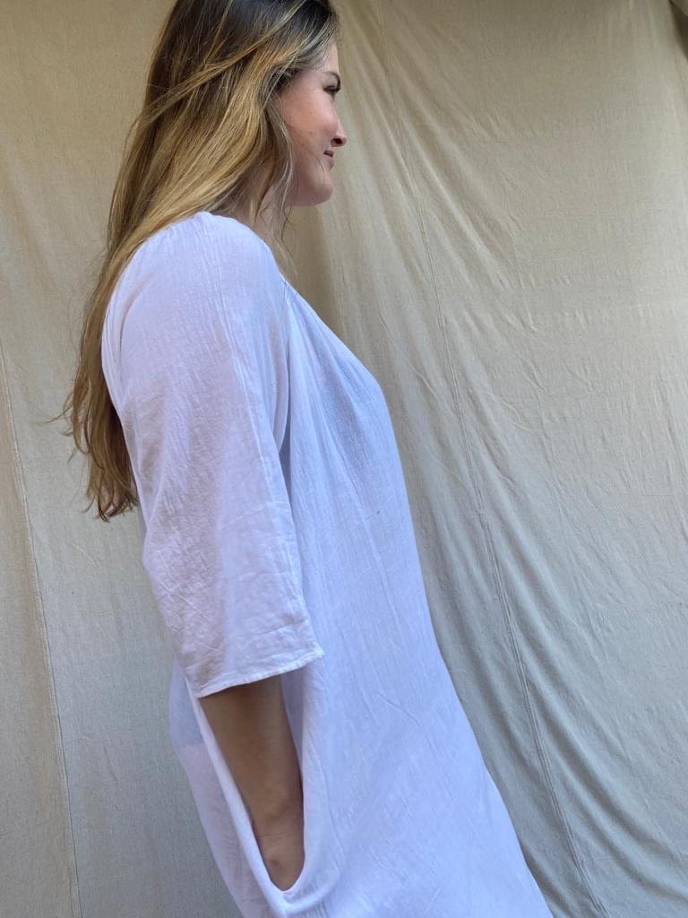 Sistergolden Dresses Summertime Round Neck Dress White