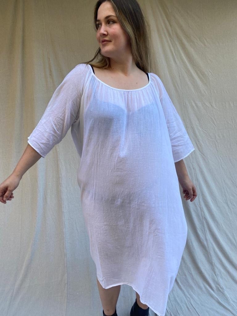 Sistergolden Dresses Summertime Round Neck Dress White