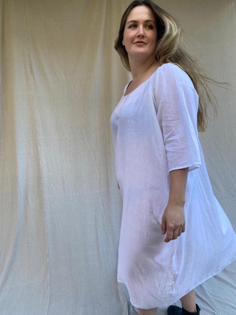Sistergolden Dresses Summertime Round Neck Dress White