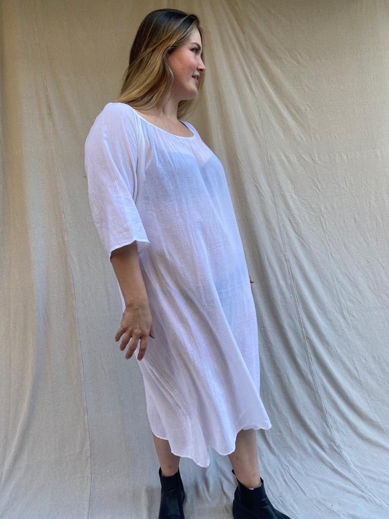 Sistergolden Dresses Summertime Round Neck Dress White