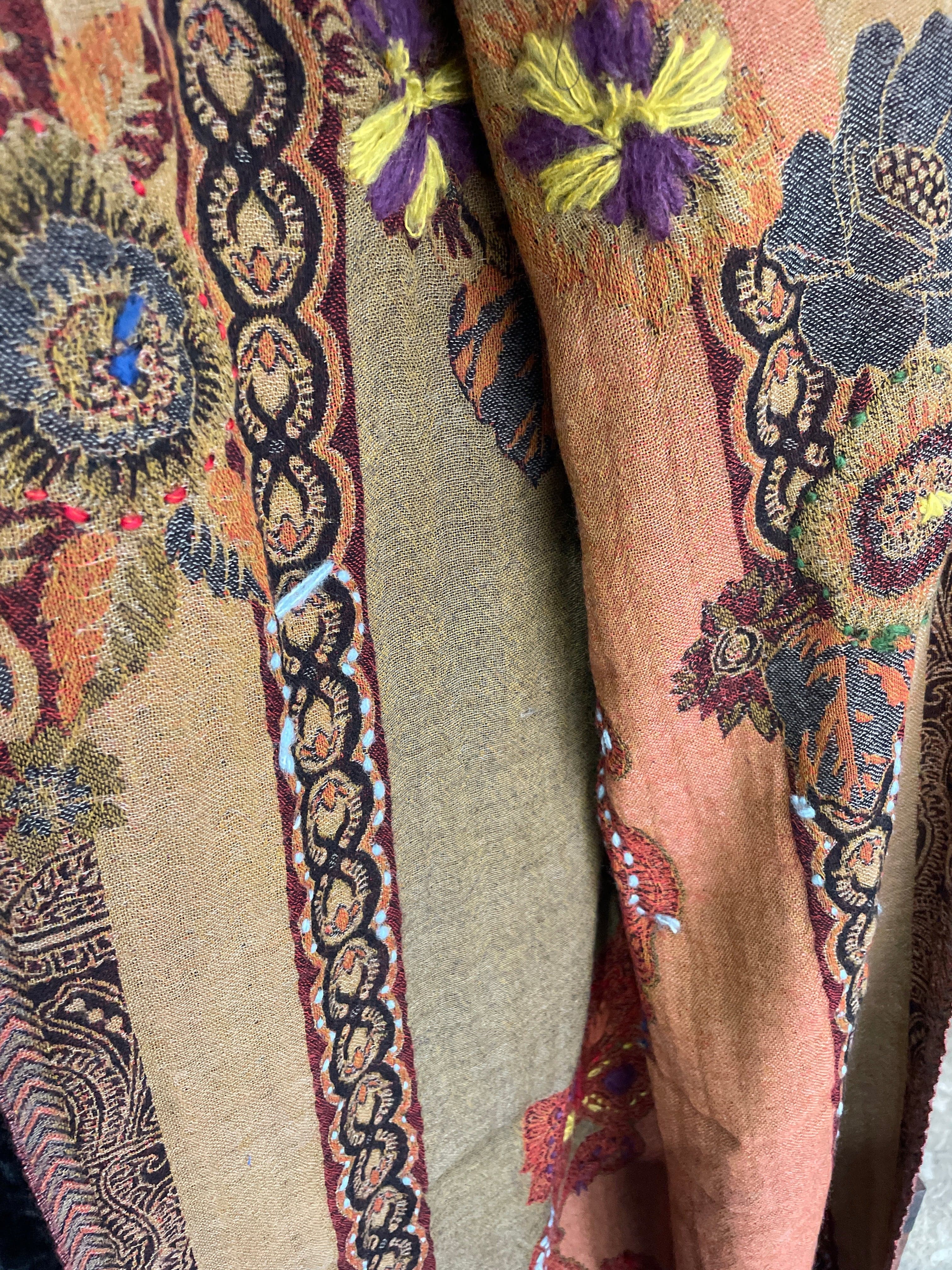 Fine Woollen Embroidered Scarf Black, Sistergolden, Sistergolden