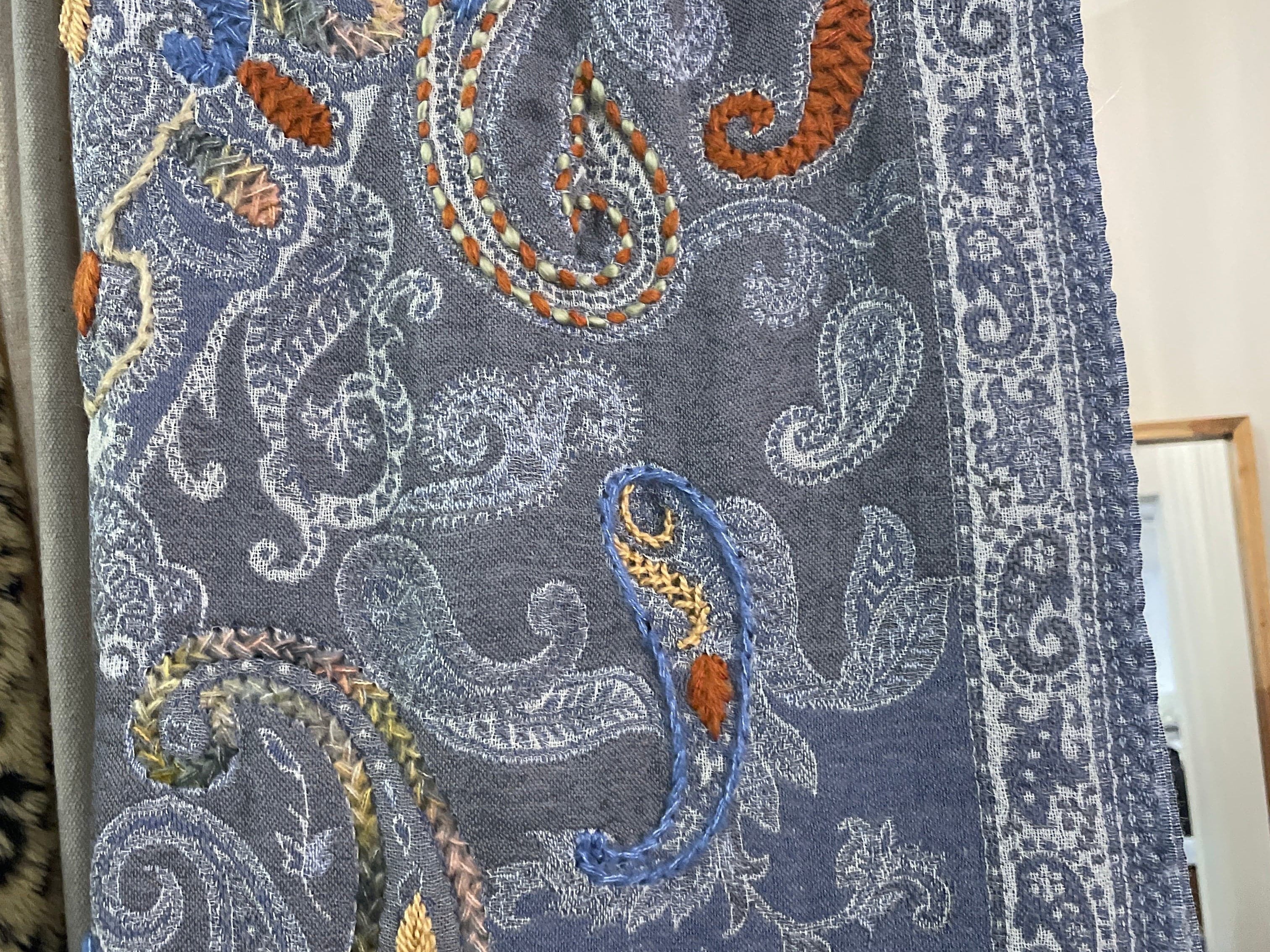 Fine Woollen Embroidered Scarf Sky, Sistergolden, Sistergolden