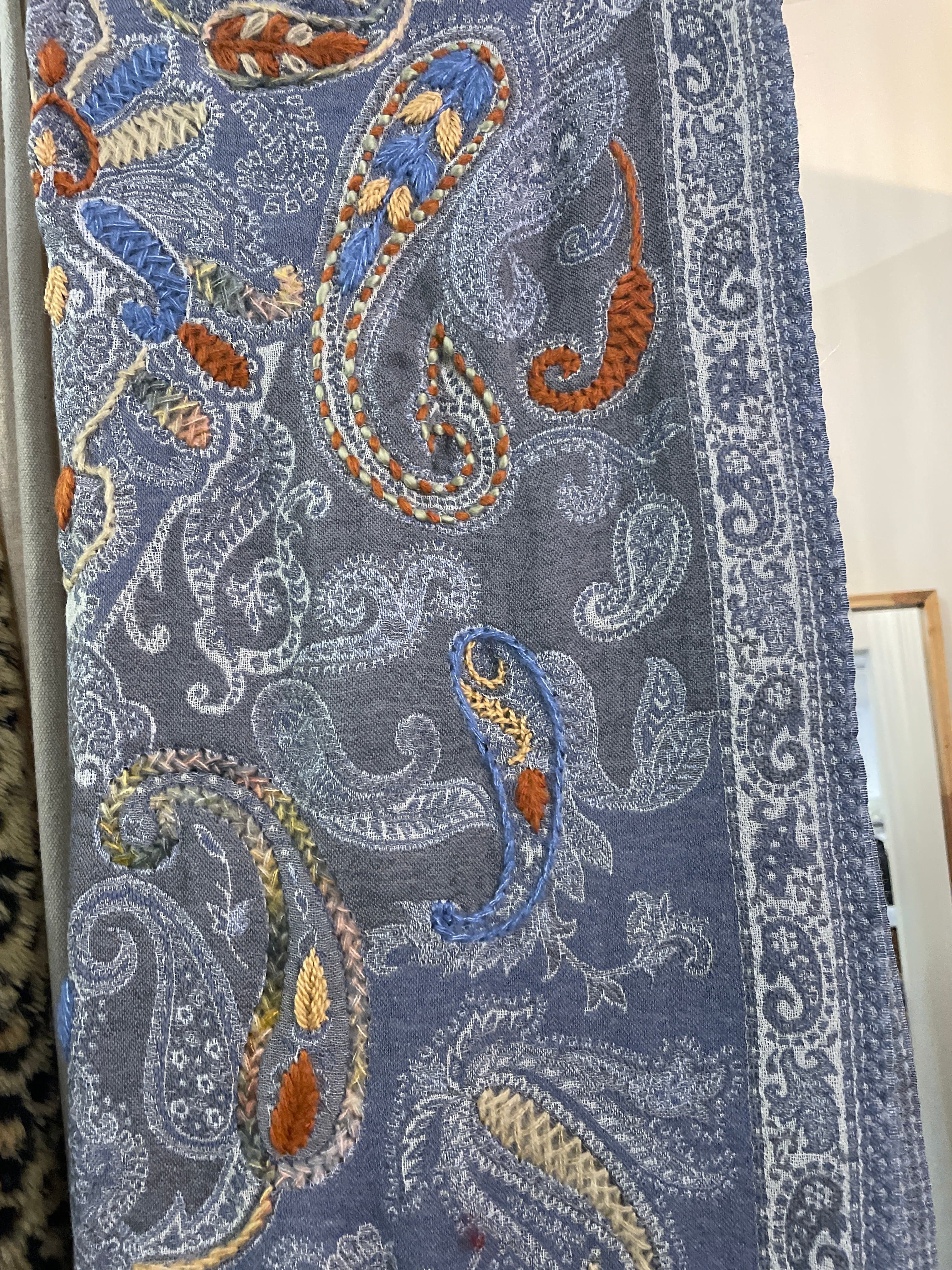 Fine Woollen Embroidered Scarf Sky, Sistergolden, Sistergolden