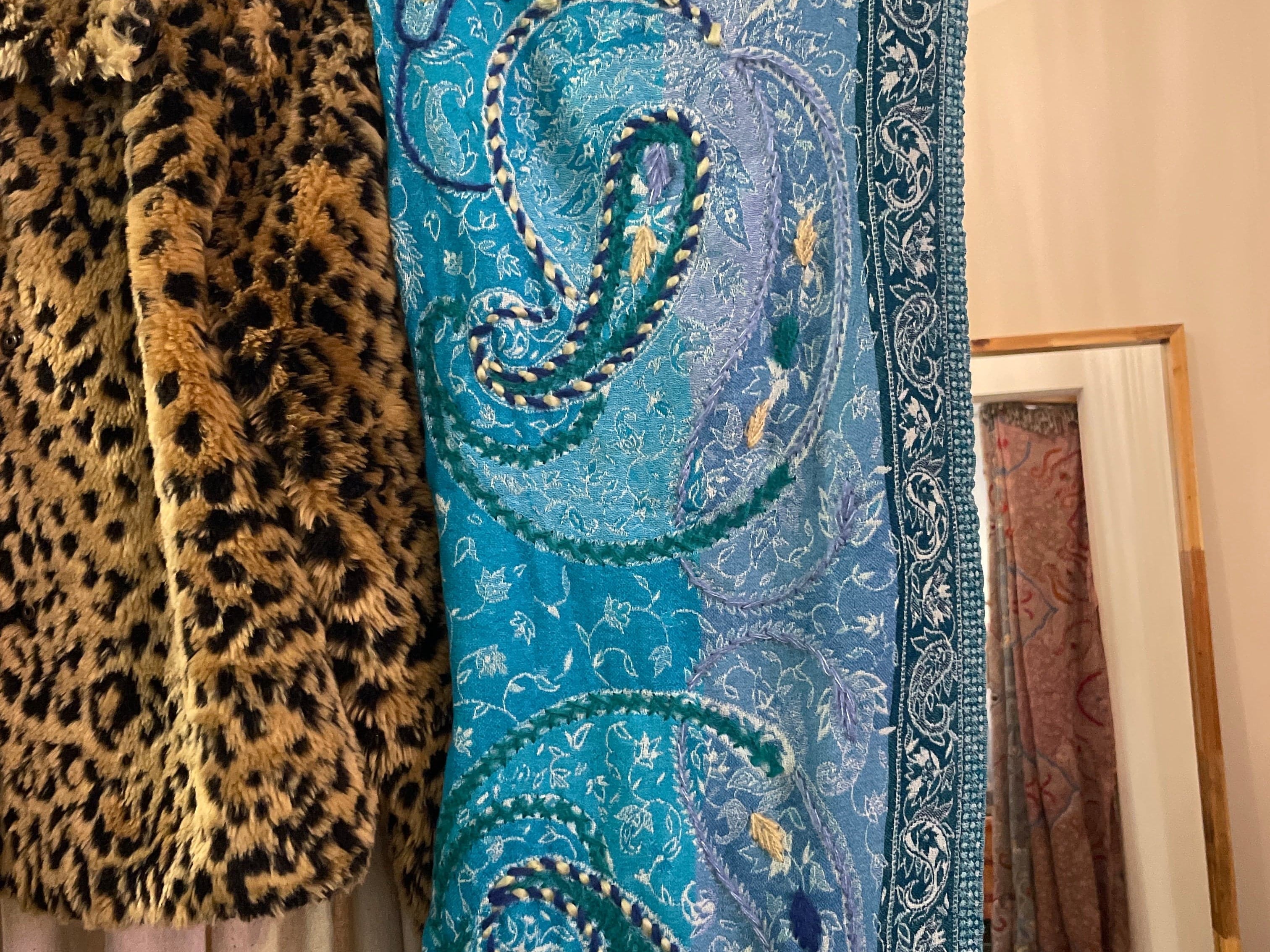 Fine Woollen Embroidered Scarf Teal, Sistergolden, Sistergolden