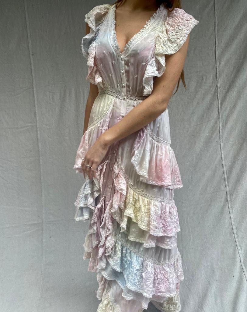 Sistergolden Frilled Fancy Silk Dress