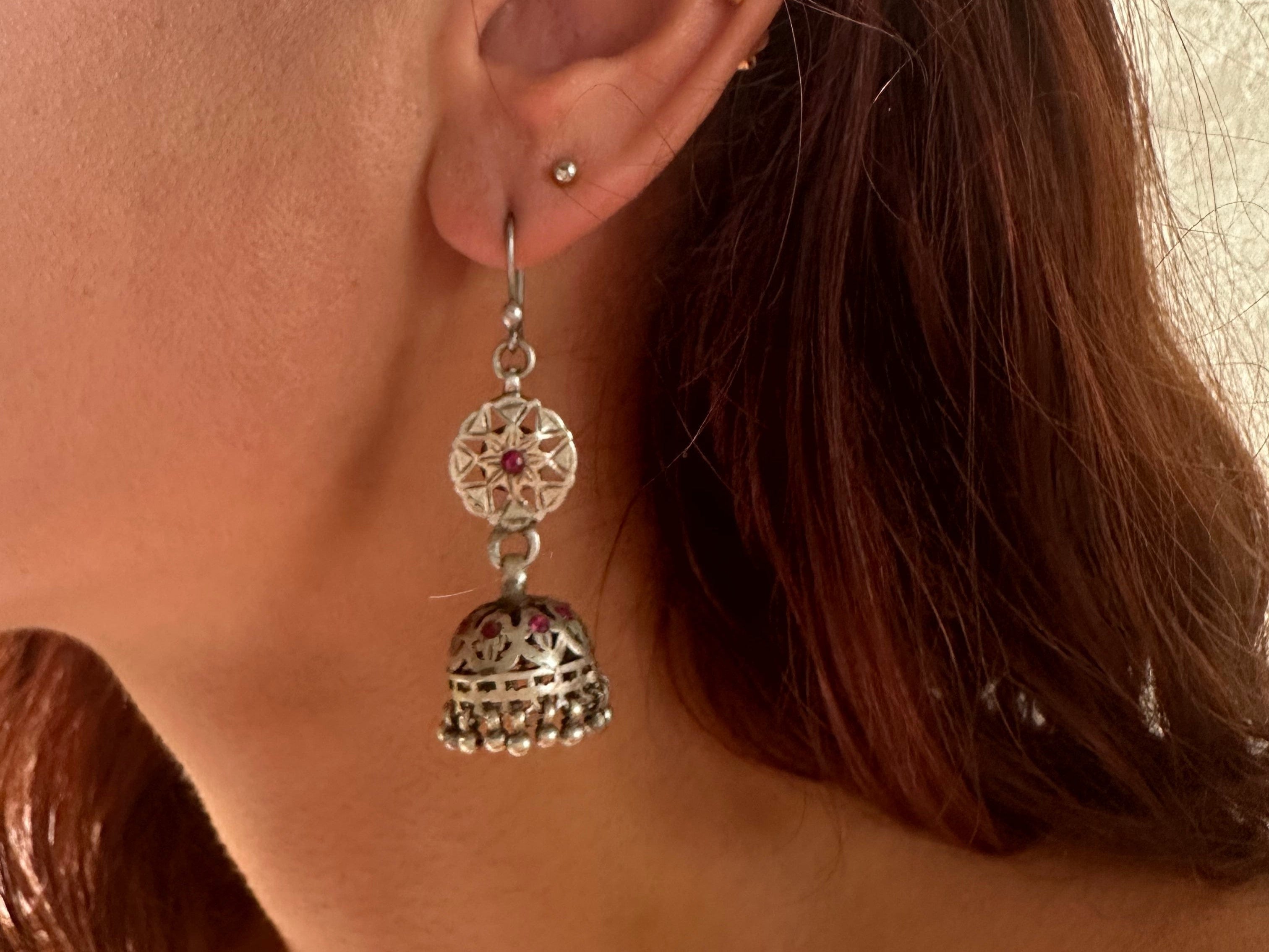Sistergolden Hindi Bell #2 Silver handmade earrings