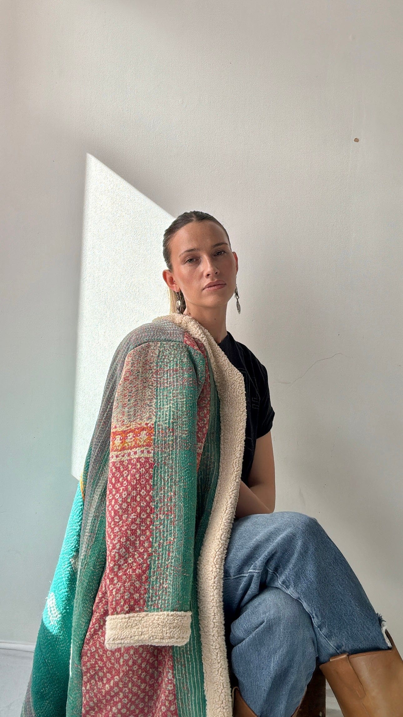 SisterGolden Jacket Deep Aqua Snug Kantha Coat