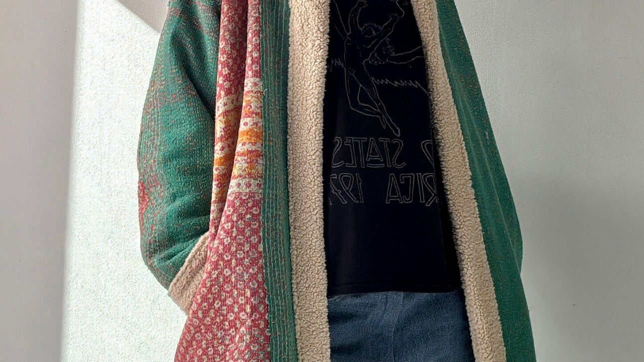 SisterGolden Jacket Deep Aqua Snug Kantha Coat