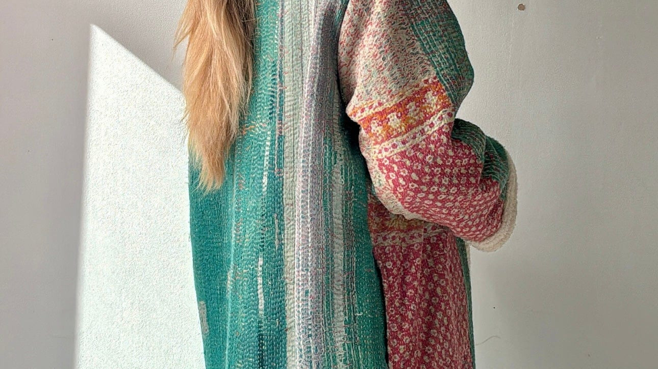 SisterGolden Jacket Deep Aqua Snug Kantha Coat