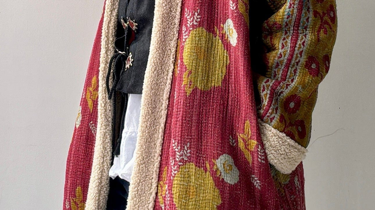 SisterGolden Jacket Roses Snug Kantha Coat