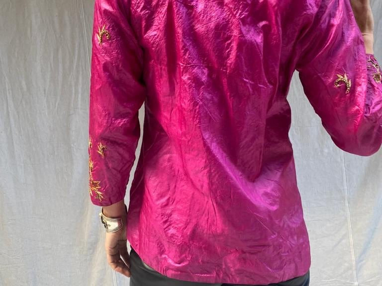 SisterGolden Jackets Hot Pink Silk Vintage Jacket